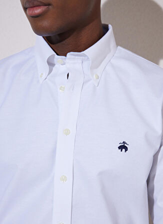 Brooks Brothers Slim Fit Klasik Yaka Beyaz Erkek Gömlek BBSP23MSH092