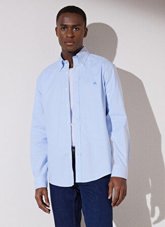 Brooks Brothers Regular Fit Klasik Yaka Mavi Erkek Gömlek BBSP23MSH083