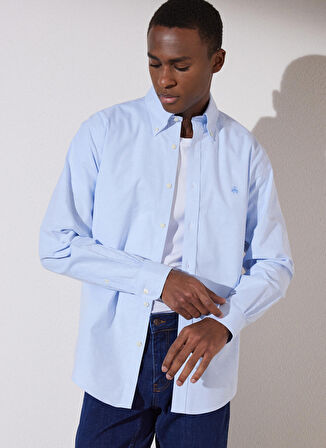 Brooks Brothers Regular Fit Klasik Yaka Mavi Erkek Gömlek BBSP23MSH083