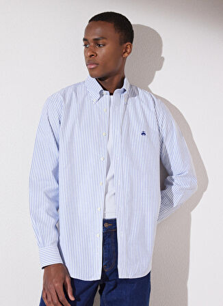 Brooks Brothers Slim Fit Klasik Yaka Mavi Erkek Gömlek BBSP23MSH087