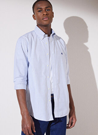 Brooks Brothers Slim Fit Klasik Yaka Mavi Erkek Gömlek BBSP23MSH087