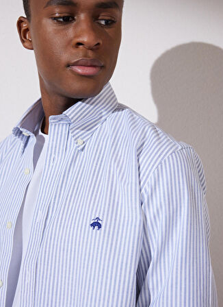 Brooks Brothers Slim Fit Klasik Yaka Mavi Erkek Gömlek BBSP23MSH087