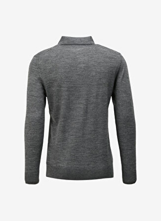 Polo Yaka Standart Gri Melanj Erkek Kazak BBFW23MKL012