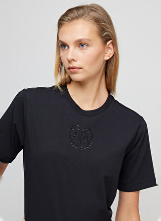 Bisiklet Yaka Düz Siyah Kadın T-Shirt BBFW23FTS005