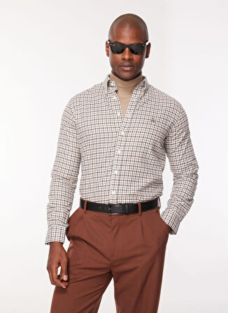 Regular Fit Düğmeli Yaka Kahve Erkek Gömlek BBFW23MSH034