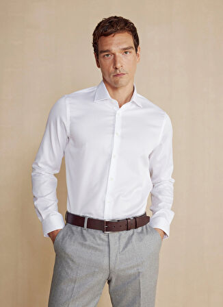 Brooks Brothers Slim Fit İtalyan Yaka Beyaz Erkek Gömlek BBSS24MSH022