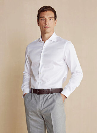 Brooks Brothers Slim Fit İtalyan Yaka Beyaz Erkek Gömlek BBSS24MSH022