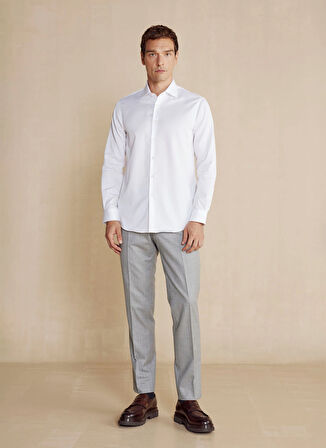 Brooks Brothers Slim Fit İtalyan Yaka Beyaz Erkek Gömlek BBSS24MSH022