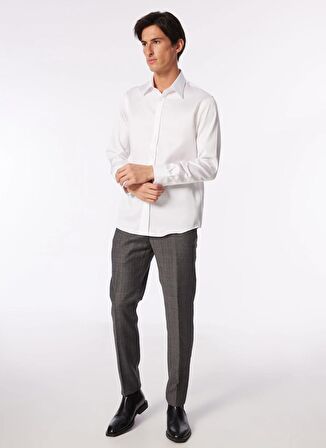 Slim Fit Klasik Yaka Beyaz Erkek Gömlek BBSS24MSH029