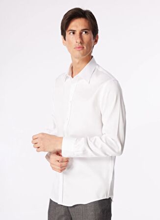 Slim Fit Klasik Yaka Beyaz Erkek Gömlek BBSS24MSH029