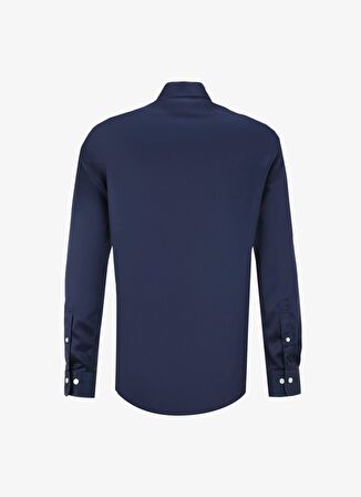 Slim Fit İtalyan Yaka Lacivert Erkek Gömlek BBSS24MSH028