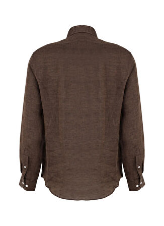 Brooks Brothers Slim Fit Düğmeli Yaka Kahve Erkek Gömlek BBSS24MSH041