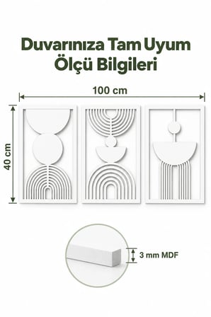 Gümüş Renk Soyut Bohem Dekoratif 3'lü Duvar Tablosu – Modern Ev, Salon ve Ofis Duvar Dekoru