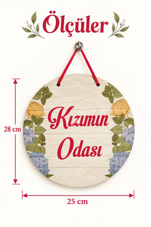Renkli Ahşap Çocuk ve Bebek Odası Kapı Süsü 28x25 cm –Kızımın Odası Yazılı Dekoratif Kapı Süsü