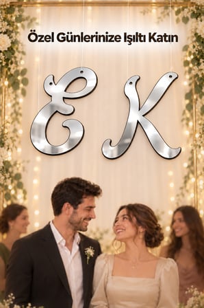 Gümüş Aynalı Pleksi Baş Harf Süsü 30 cm – Silver Söz, Nişan, Düğün ve Doğum Günü Dekoratif Harf