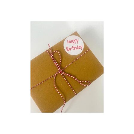Happy Birthday kırmızı yazılı 5 cm Yuvarlak Yapışkanlı Sticker Etiket 100 Adet