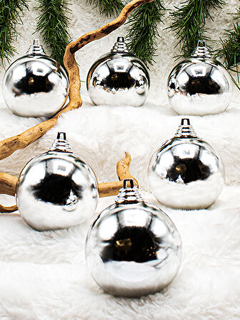 Waldern Yılbaşı Çam Ağacı Süsü Gri 8 Cm 6lı Cici Top