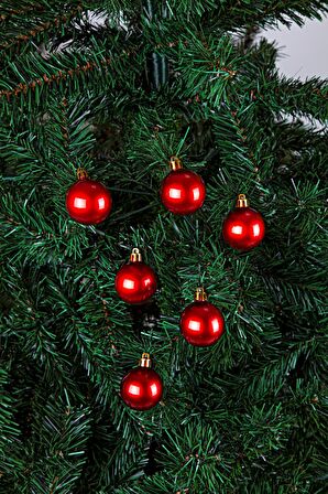 Waldern 6lı Yılbaşı Çam Ağacı Topu 4cm Kırmızı