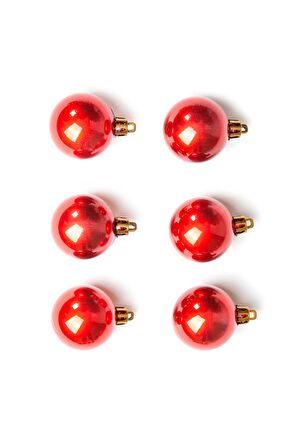 Waldern 6lı Yılbaşı Çam Ağacı Topu 4cm Kırmızı