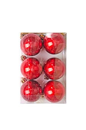 Waldern 6lı Yılbaşı Çam Ağacı Topu 4cm Kırmızı