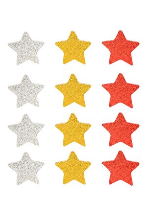 Waldern Yılbaşı Simli Strafor Yıldız Süs 12li