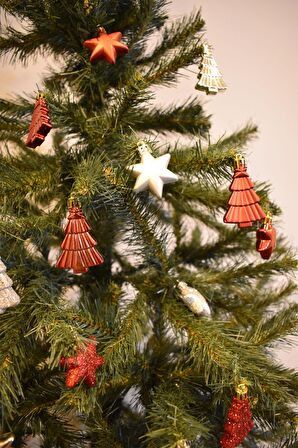 Walke 12li Yıldız ve Ağaç Figürlü Yılbaşı Süsü Gümüş