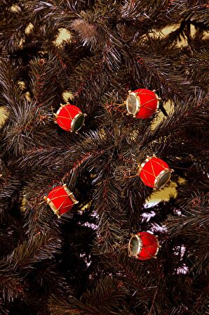 Waldern Yılbaşı Çam Ağacı 6lı Kadife Davul Süs 4cm