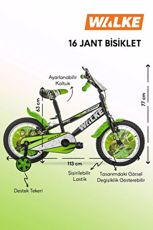 Mito 16 Jant Çocuk Bisikleti Yeşil Eva Destek Tekeri Hediyeli 5-8 Yaş