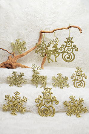 11'li Simli Süs Gold Yılbaşı Çam Ağacı Süsü