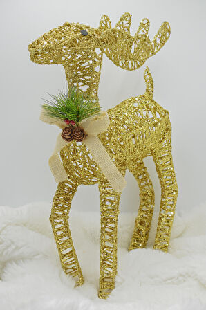 Gold Dekoratif Tel 3D Geyik Yılbaşı Süsü