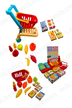 Toys Lux Marketcim Pazar Yazar Kasa Alışveriş Seti Oyun Seti Aksesuarlı