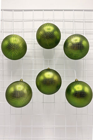 Waldern Yılbaşı Çam Ağacı Süsü Yeşil 8 Cm Figürlü Parlak 6lı Cici Top