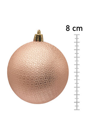 Waldern Yılbaşı Çam Ağacı Süsü Mat Şampanya 8 Cm Figürlü Mat 6lı Cici Top