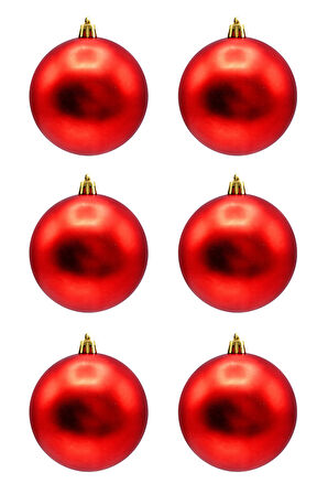 Waldern Yılbaşı Çam Ağacı Süsü Kırmızı 8 Cm Mat 6lı Cici Top