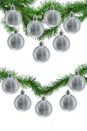 Waldern 5 cm 12li Cici Top Parlak Yılbaşı Ağaç Süsü Gümüş