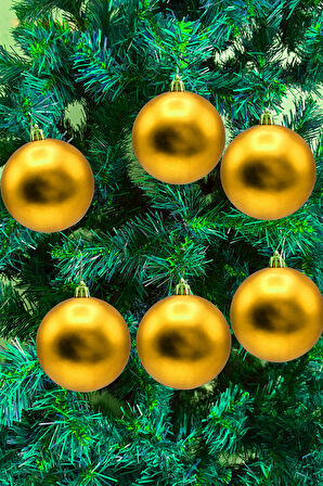 Waldern Yılbaşı Çam Ağacı Süsü Gold 8 Cm Mat 6lı Cici Top