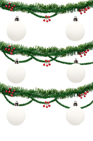 Waldern Yılbaşı Çam Ağacı Süsü Beyaz 8 Cm Mat 6lı Cici Top