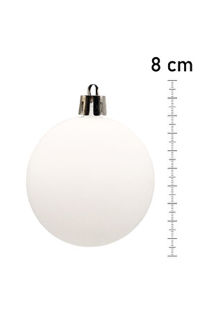 Waldern Yılbaşı Çam Ağacı Süsü Beyaz 8 Cm Mat 6lı Cici Top