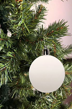 Waldern Yılbaşı Çam Ağacı Süsü Beyaz 8 Cm Mat 6lı Cici Top