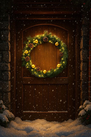 Waldern Luxury Dekoratif Yılbaşı 60cm Işıklı Kapı Süsü