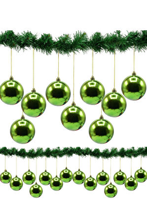 Waldern 6 Lı 10 Cm Parlak Yılbaşı Ağacı Süsü Cici Top Yeşil