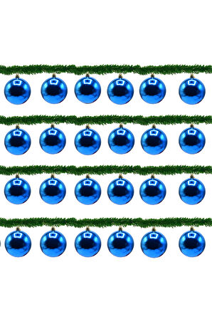 Waldern 6 Lı 10 Cm Parlak Yılbaşı Ağacı Süsü Cici Top Mavi