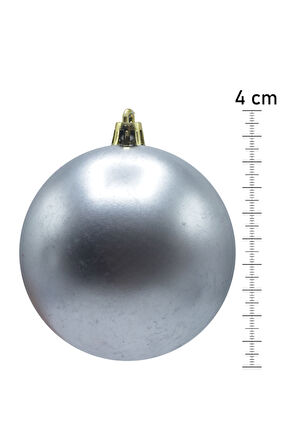 Waldern Yılbaşı Çam Ağacı Süsü Gümüş 4 cm Mat 12li Cici Top