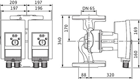 Wilo Yonos MAXO-D 65/0,5-16 Frekans Konvertörlü Sirkülasyon Pompası 17 mss 53,3 m³/h