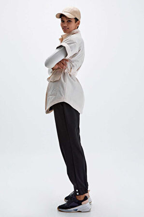 Kadın Animal Print Kemerli Yelek - Krem | 44