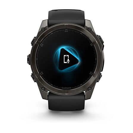  Garmin Fenix 8 - 47 mm Solar Sapphire Karbon Gri DLC Titanyum Siyah/Gri Silikon Kayışlı