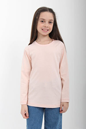 %100 Pamuklu Kız ve Erkek Çocuk  Unisex Uzun Kollu Basic Tshirt Yavru Ağzı