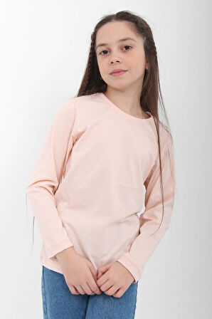 %100 Pamuklu Kız ve Erkek Çocuk  Unisex Uzun Kollu Basic Tshirt Yavru Ağzı