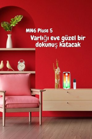 MN6 Pluse 5 Mikrofonlu Ses Bombası/360°ledli Hoparlör/led Işıklı Gece Lambası/Taşınabilir mikrofonlu Hoparlör