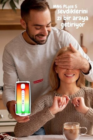 MN6 Pluse 5 Mikrofonlu Ses Bombası/360°ledli Hoparlör/led Işıklı Gece Lambası/Taşınabilir mikrofonlu Hoparlör